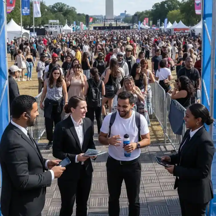 image of a music festival with vibrant colorful smoke