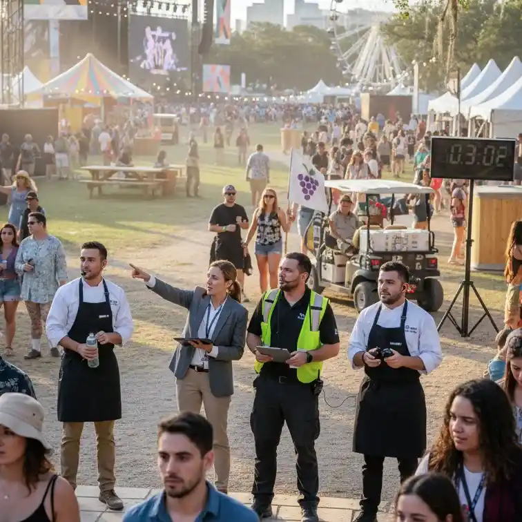 image of a music festival with vibrant colorful smoke