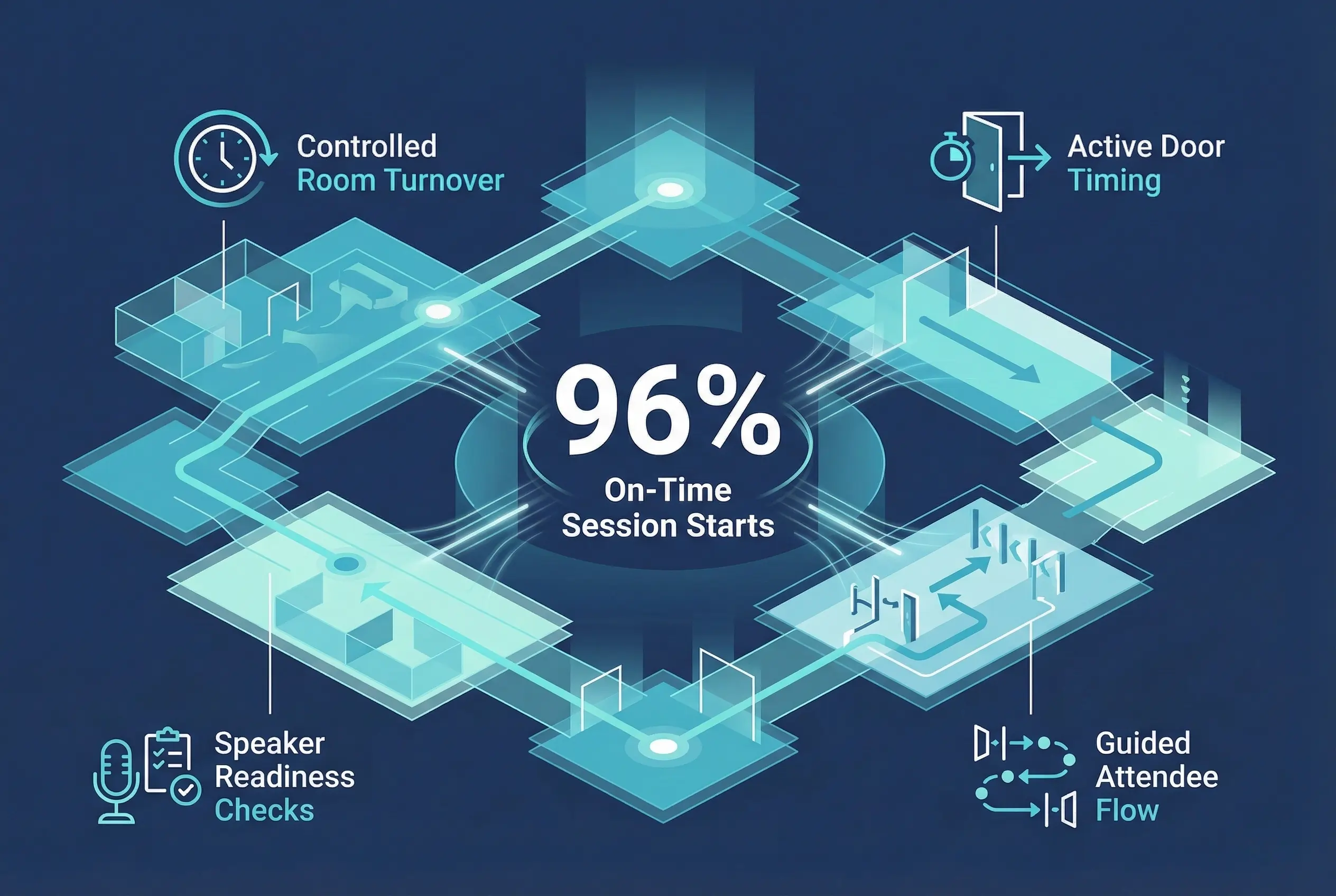 Infographic illustrating Denver event staffing attendance during weather-impacted event days.