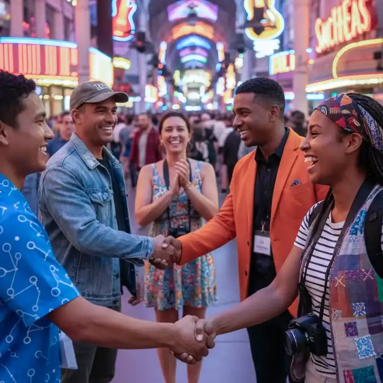 image of a music festival with vibrant colorful smoke