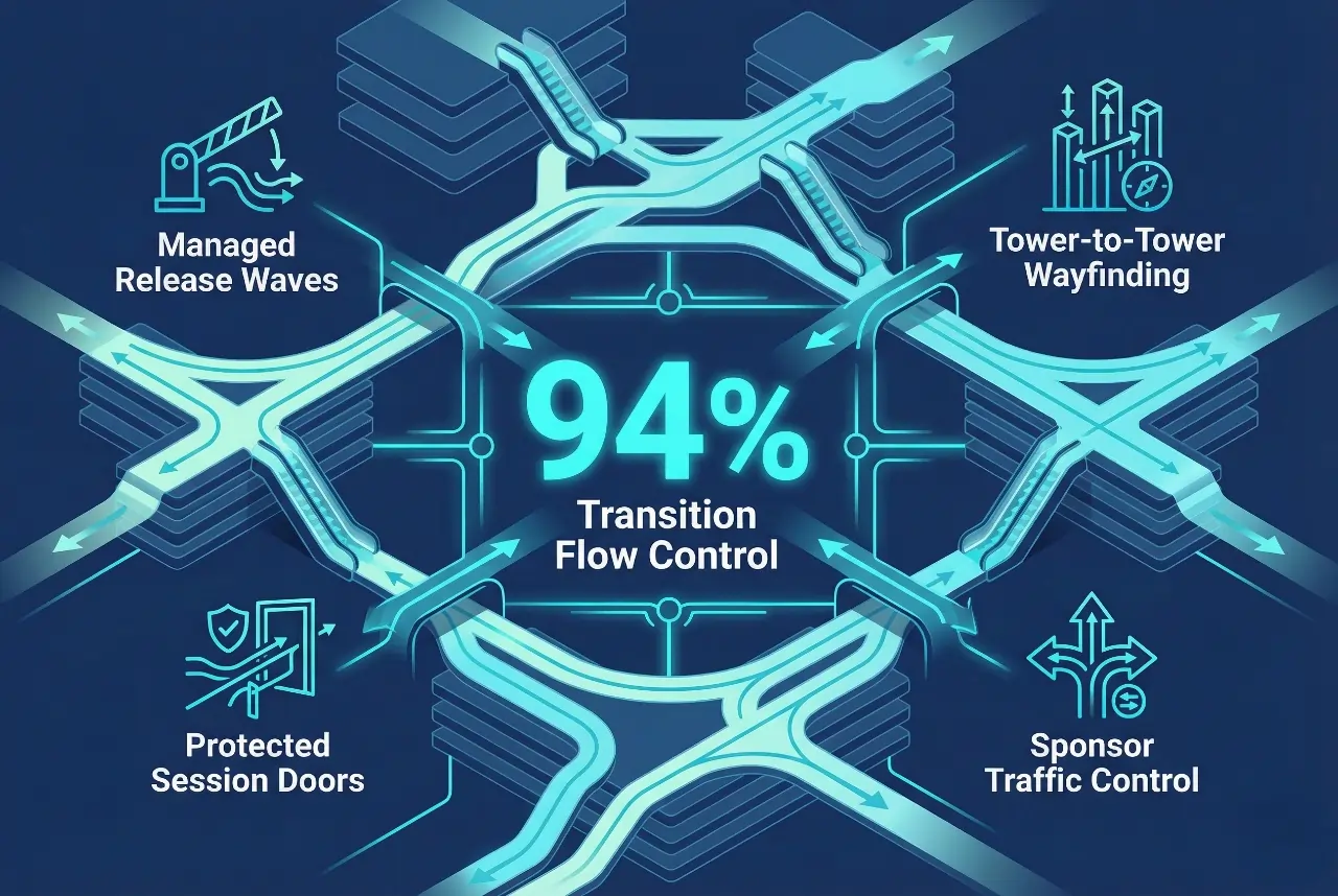 Infographic illustrating Denver event staffing attendance during weather-impacted event days.