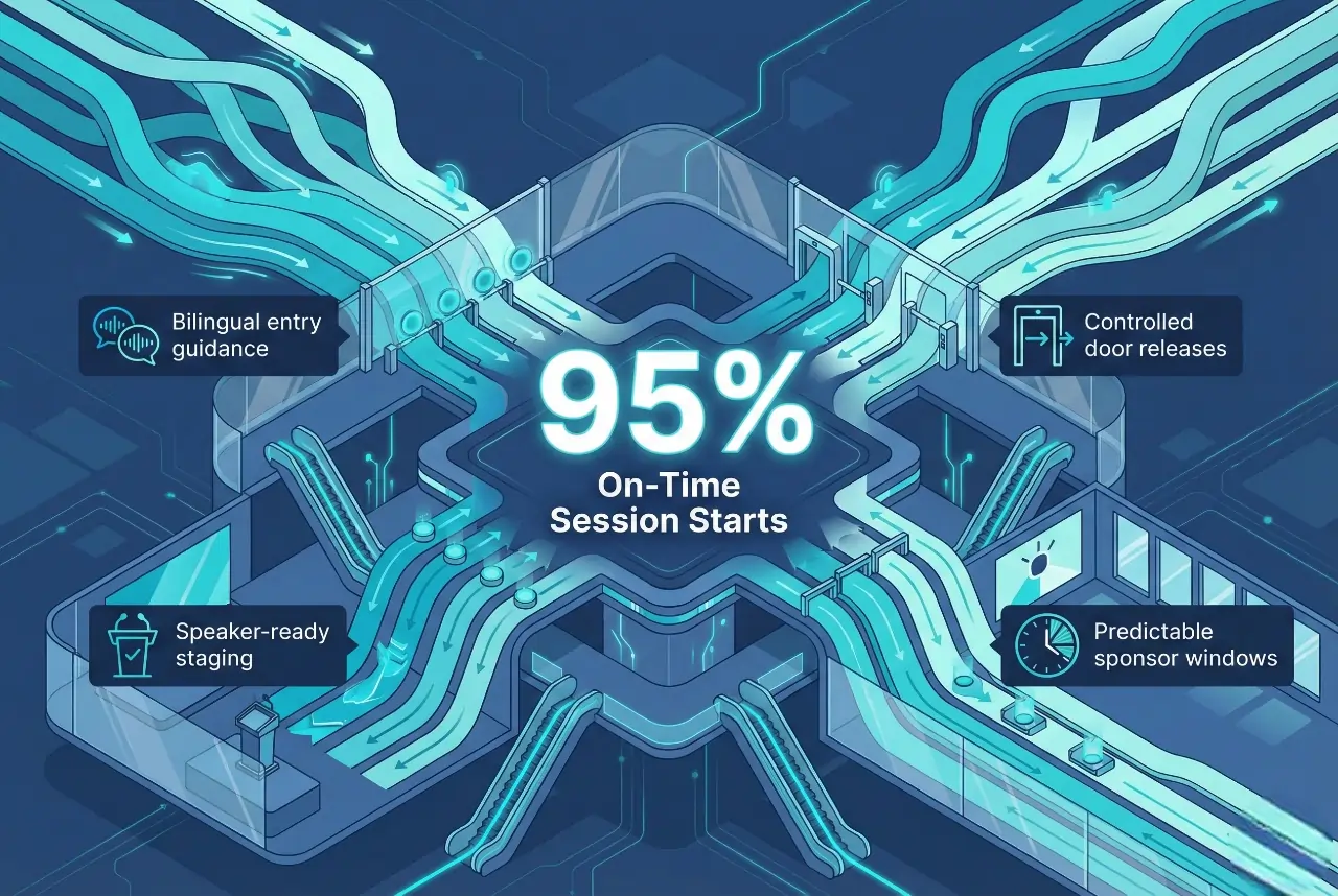 Infographic illustrating Denver event staffing attendance during weather-impacted event days.