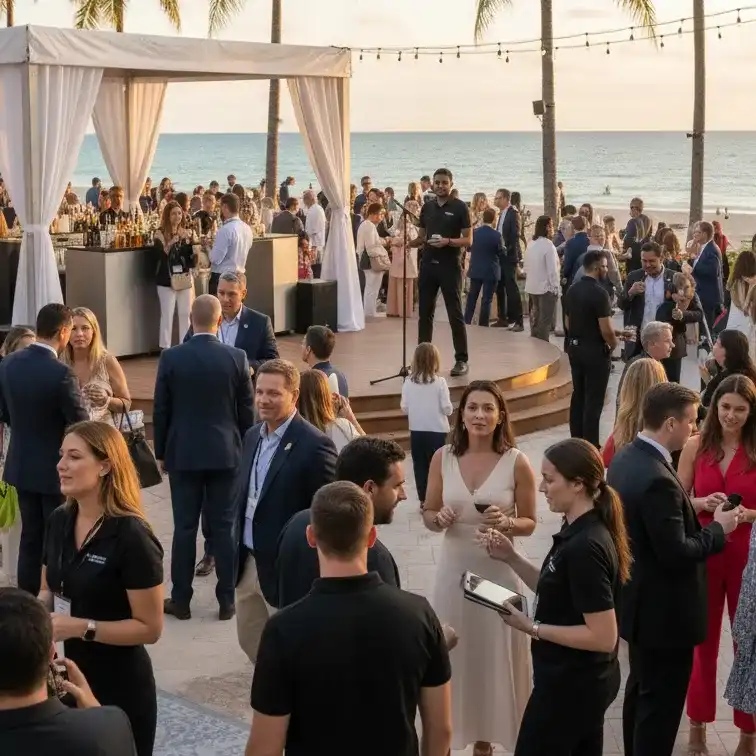 image of a music festival with vibrant colorful smoke
