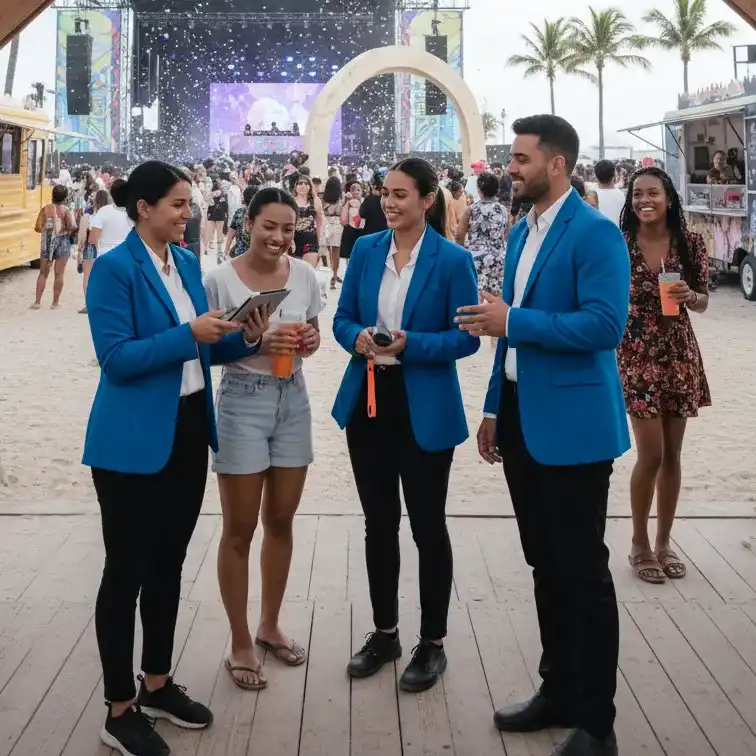 image of a music festival with vibrant colorful smoke
