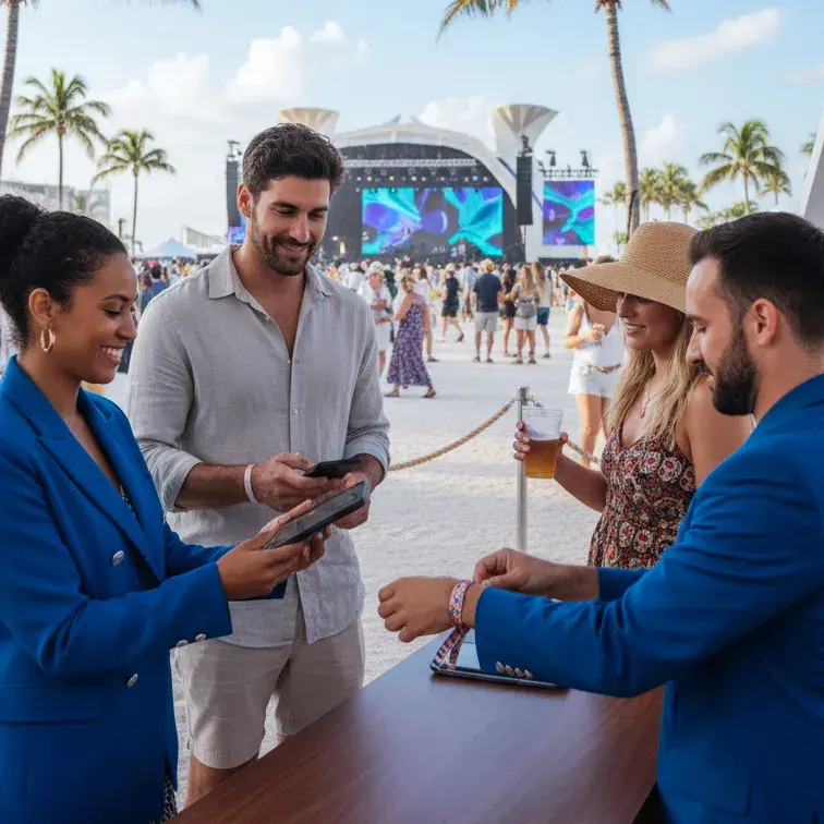 image of a music festival with vibrant colorful smoke