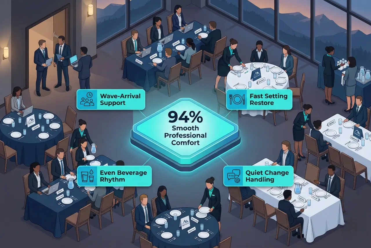 Infographic illustrating Denver event staffing attendance during weather-impacted event days.