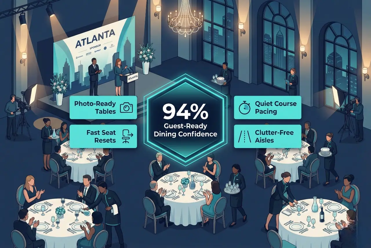 Infographic illustrating Denver event staffing attendance during weather-impacted event days.