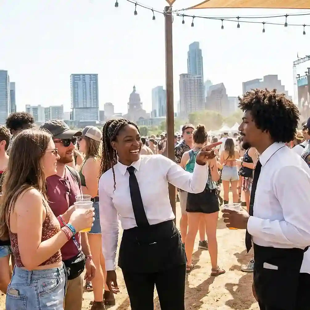 image of a music festival with vibrant colorful smoke
