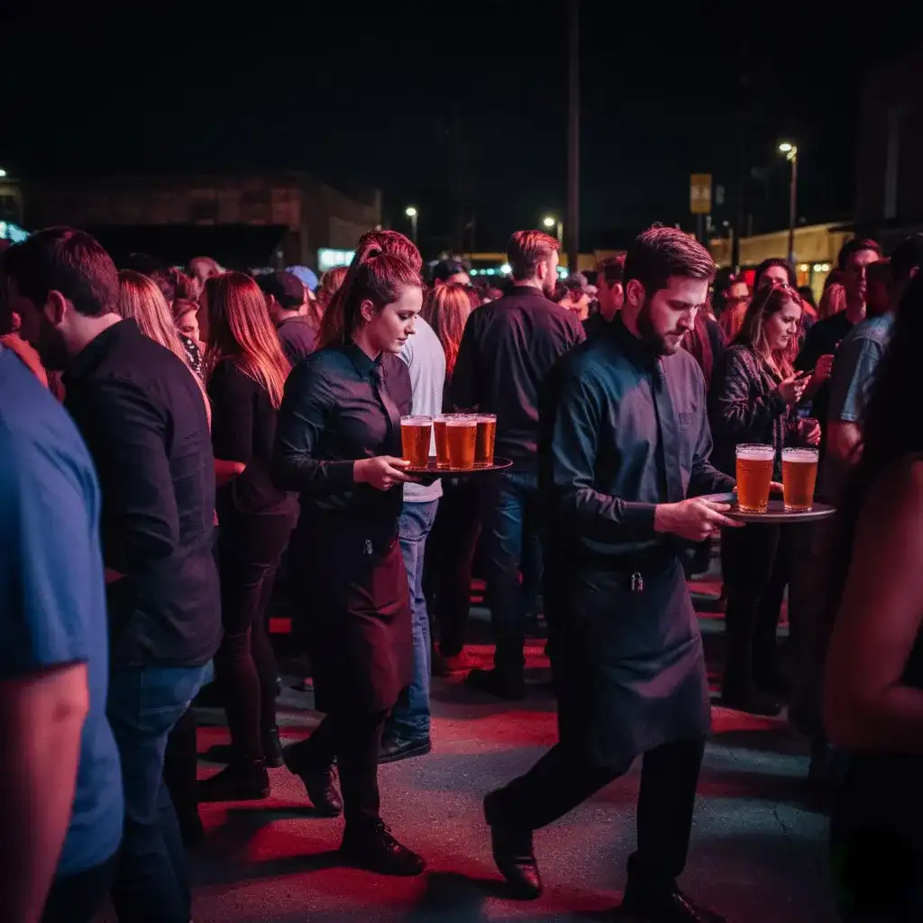 image of a music festival with vibrant colorful smoke