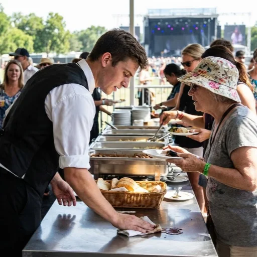 image of a music festival with vibrant colorful smoke
