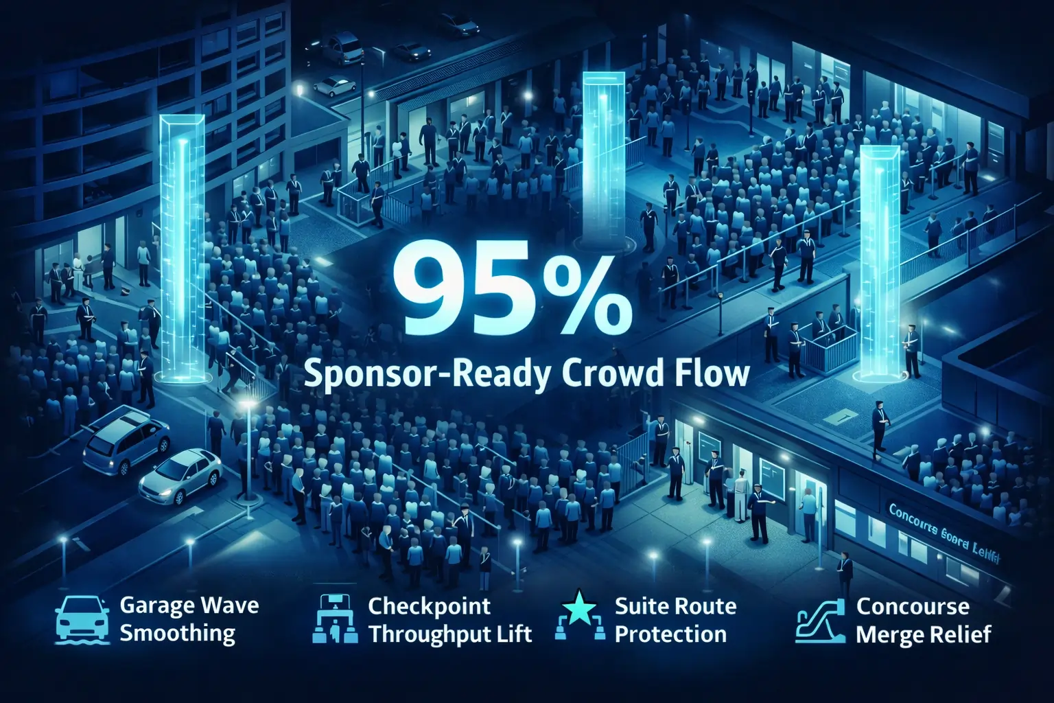 Infographic illustrating Denver event staffing attendance during weather-impacted event days.
