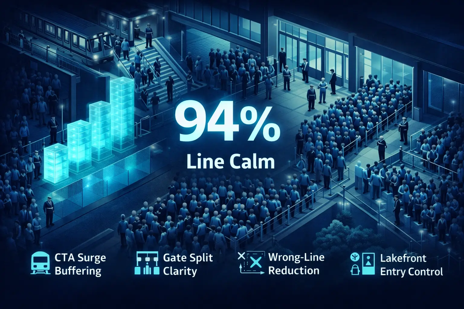 Infographic illustrating Denver event staffing attendance during weather-impacted event days.