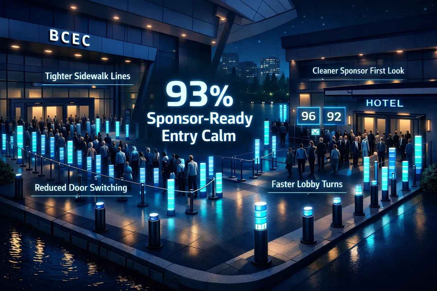Infographic illustrating Denver event staffing attendance during weather-impacted event days.