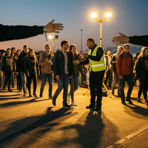 image of a music festival with vibrant colorful smoke