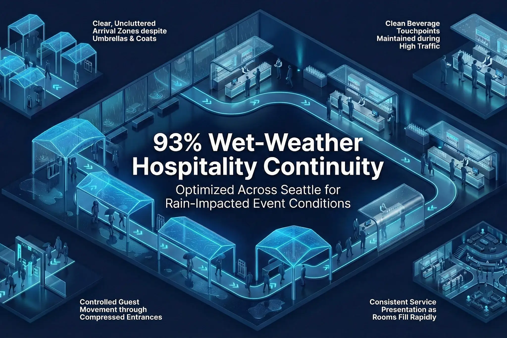 Infographic illustrating Denver event staffing attendance during weather-impacted event days.