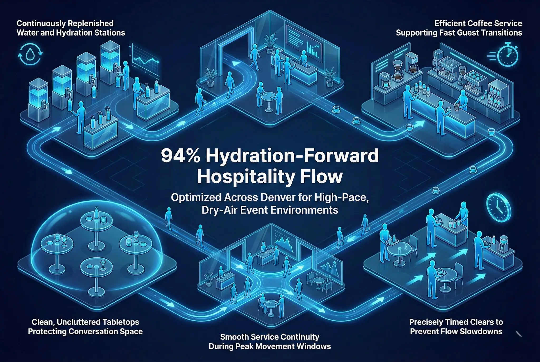 Infographic illustrating Denver event staffing attendance during weather-impacted event days.