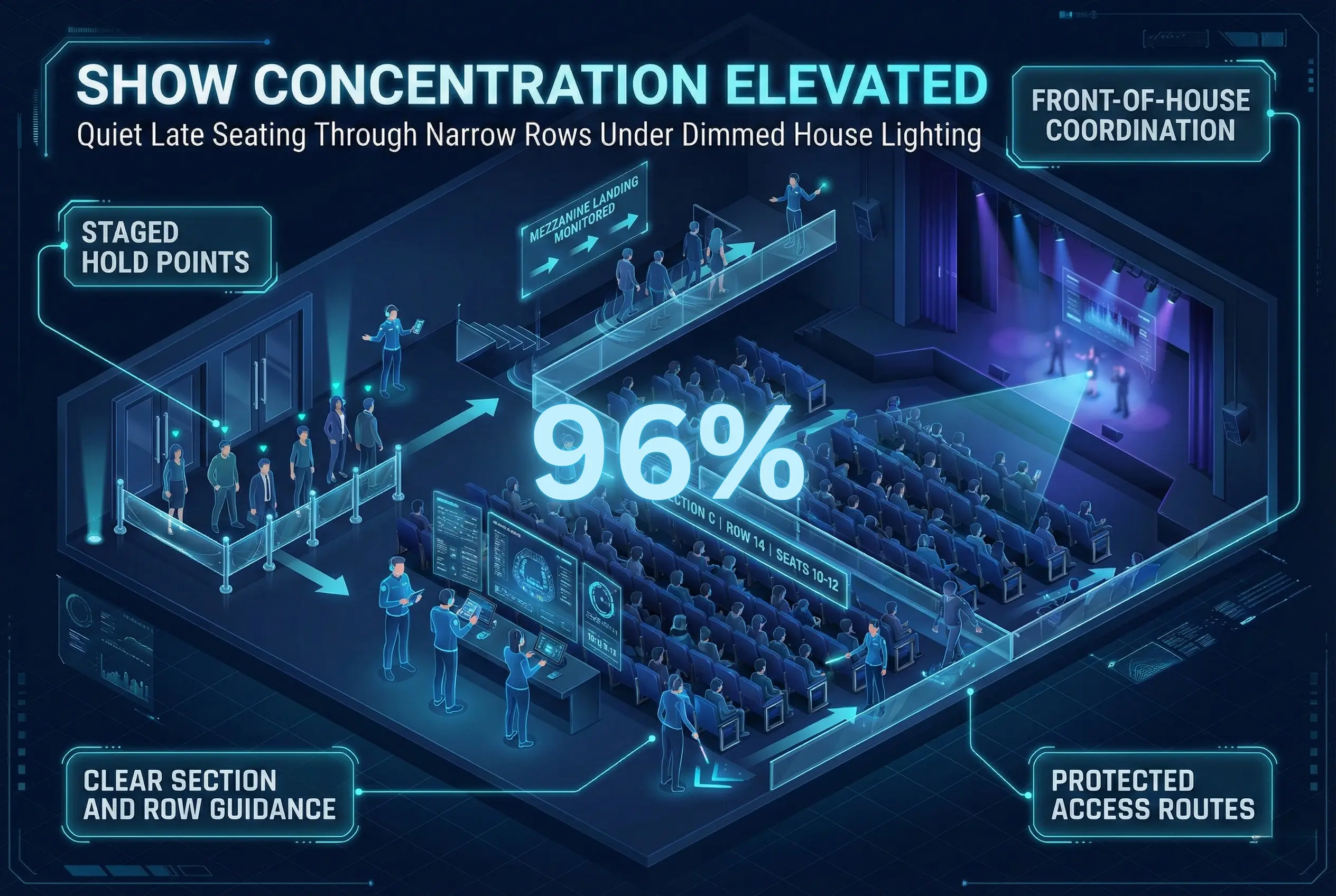 Infographic illustrating Denver event staffing attendance during weather-impacted event days.