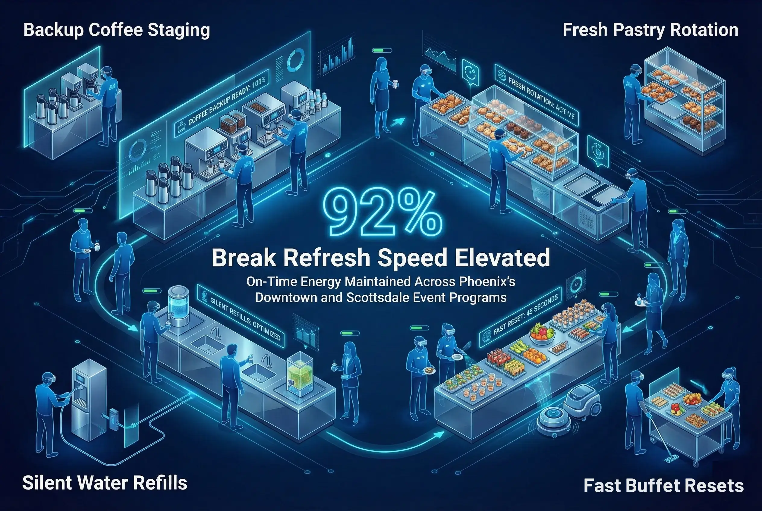 Infographic illustrating Denver event staffing attendance during weather-impacted event days.