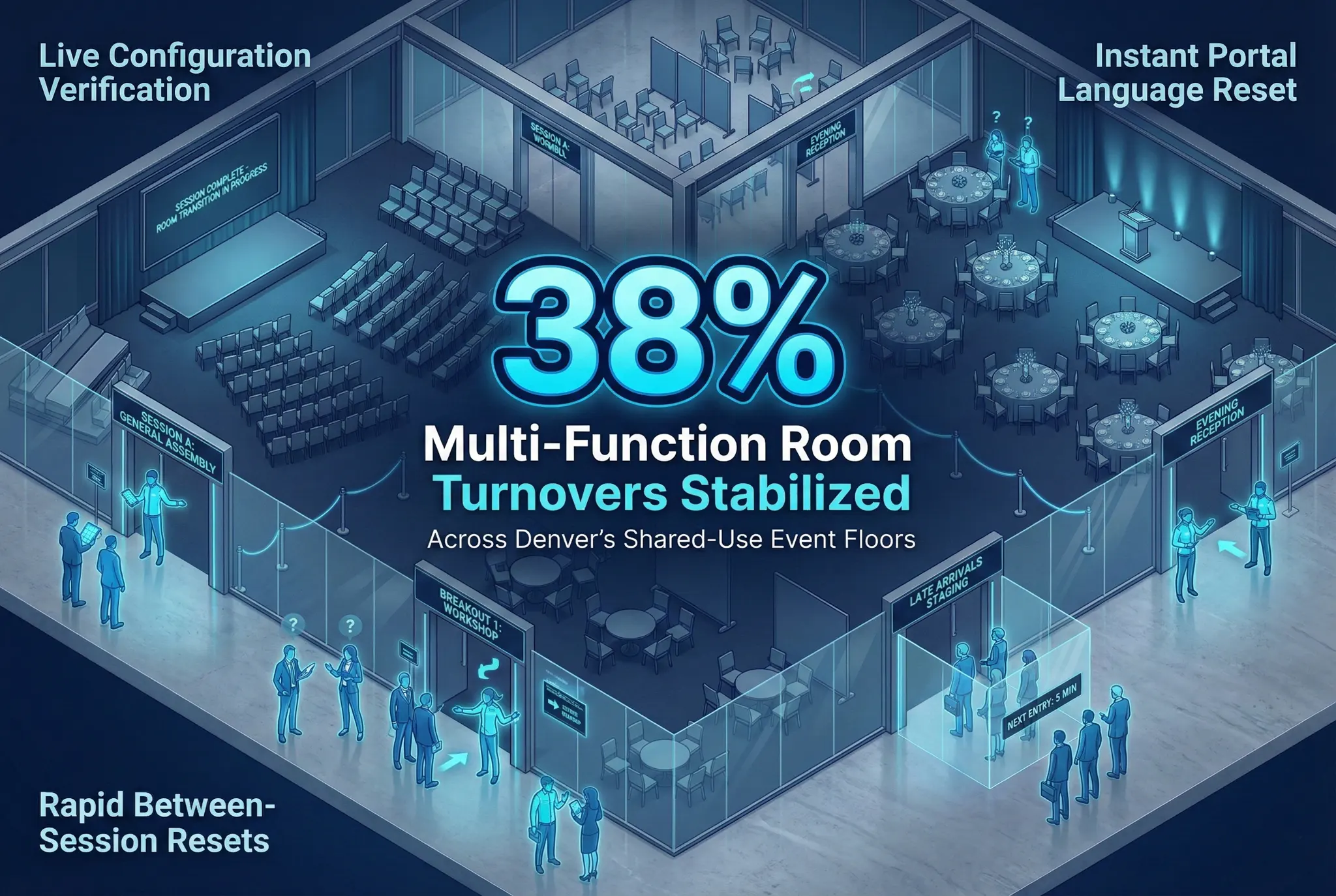 Infographic illustrating Denver event staffing attendance during weather-impacted event days.