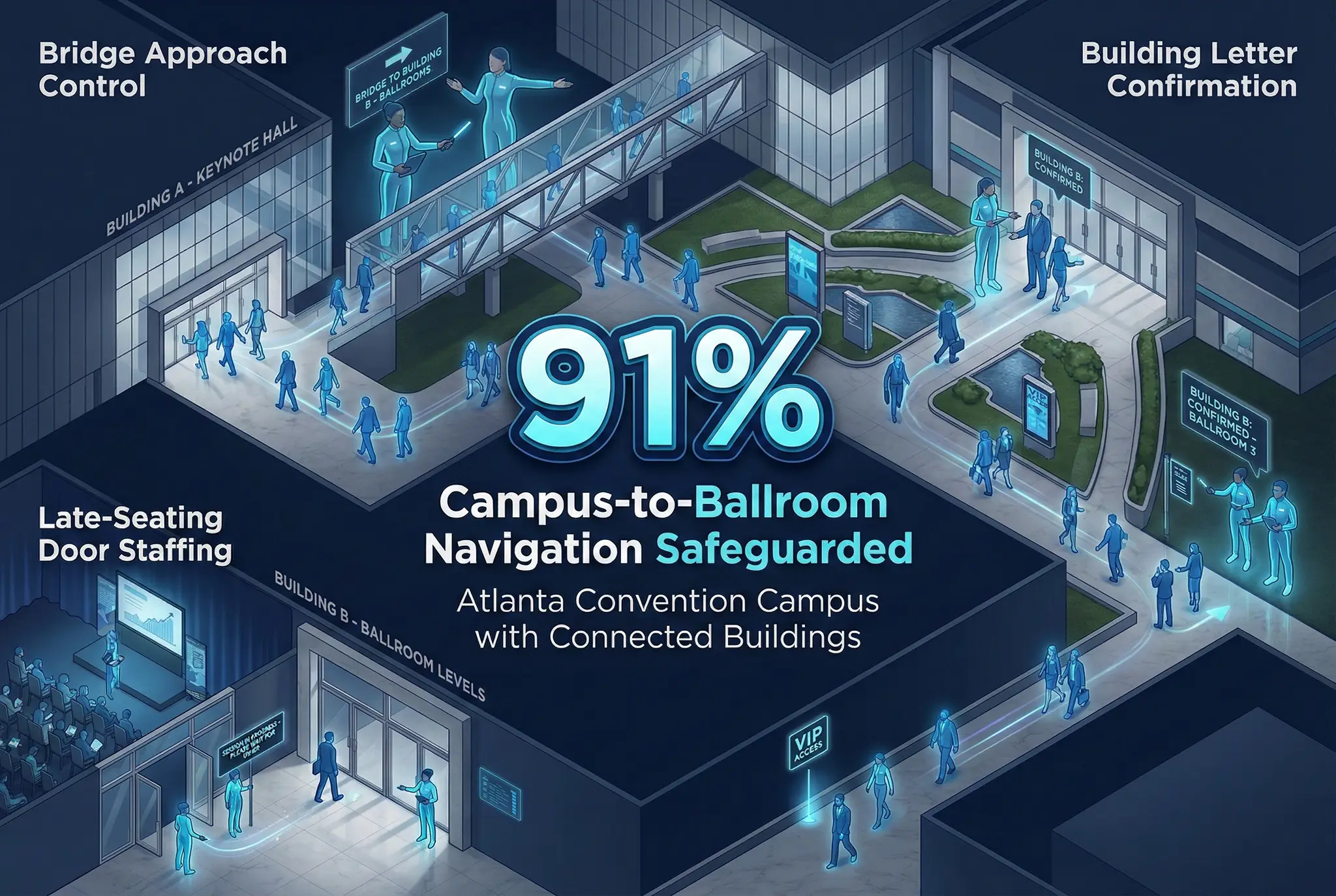 Infographic illustrating Denver event staffing attendance during weather-impacted event days.