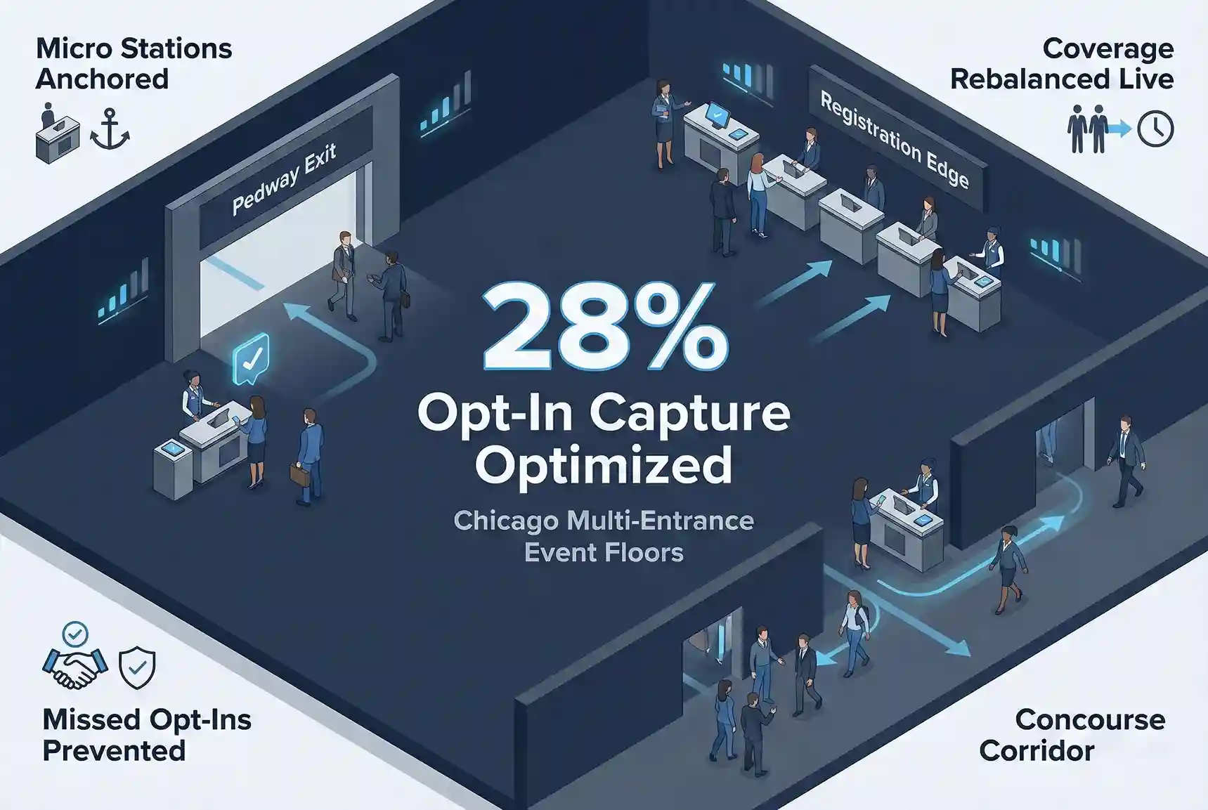 Infographic illustrating Denver event staffing attendance during weather-impacted event days.