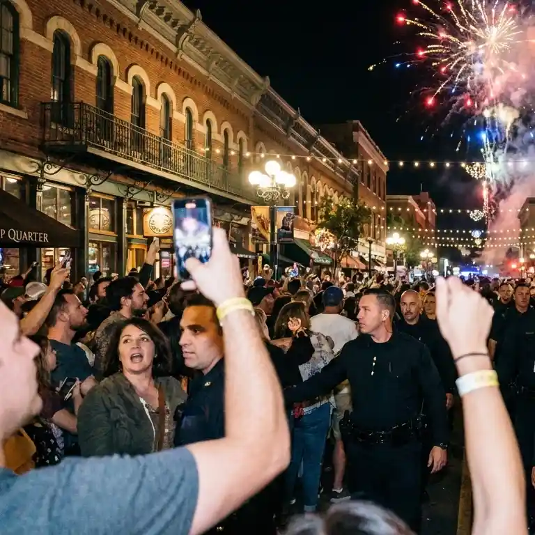 image of a music festival with vibrant colorful smoke