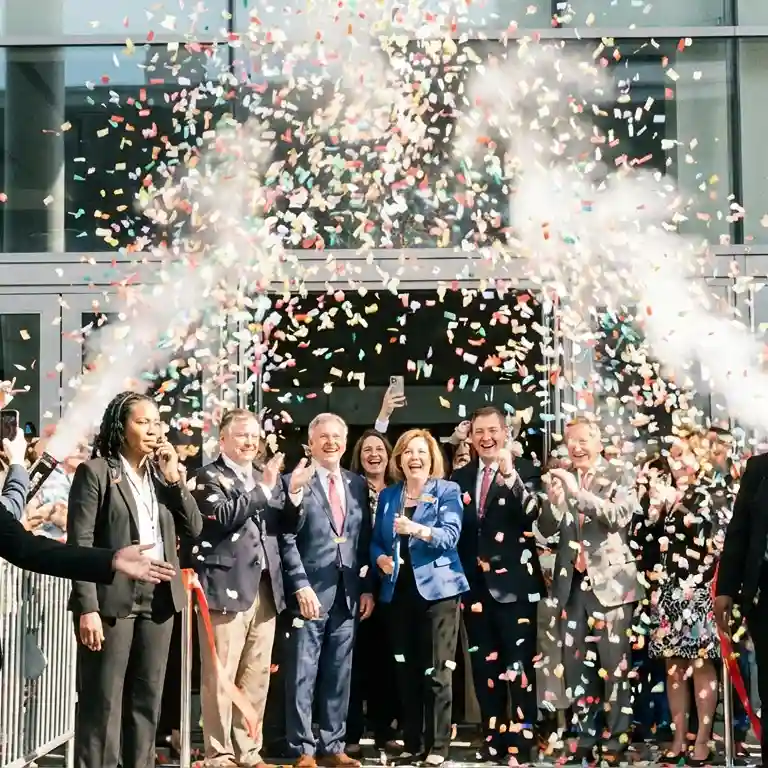 image of a music festival with vibrant colorful smoke