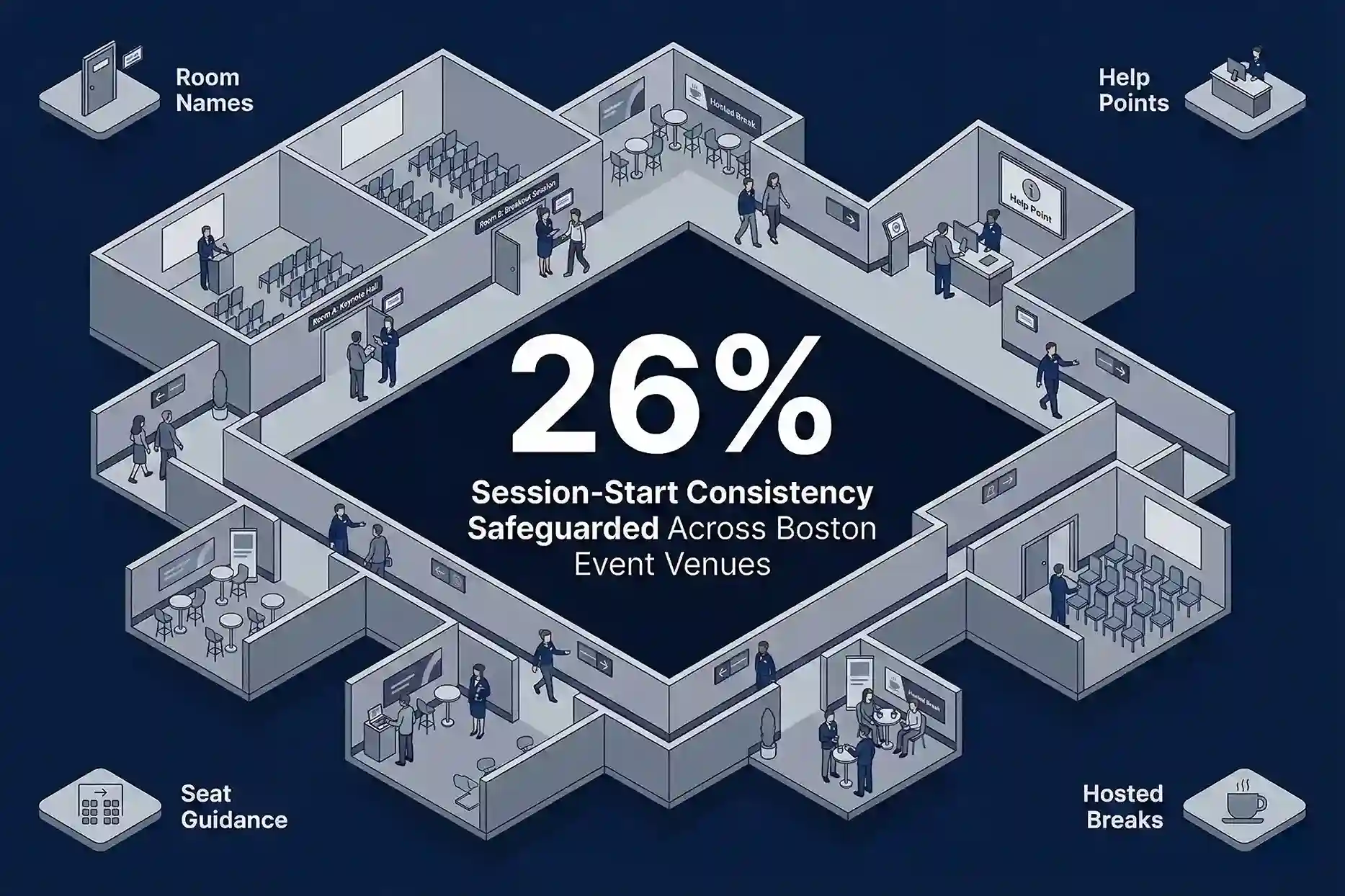 Infographic illustrating Denver event staffing attendance during weather-impacted event days.
