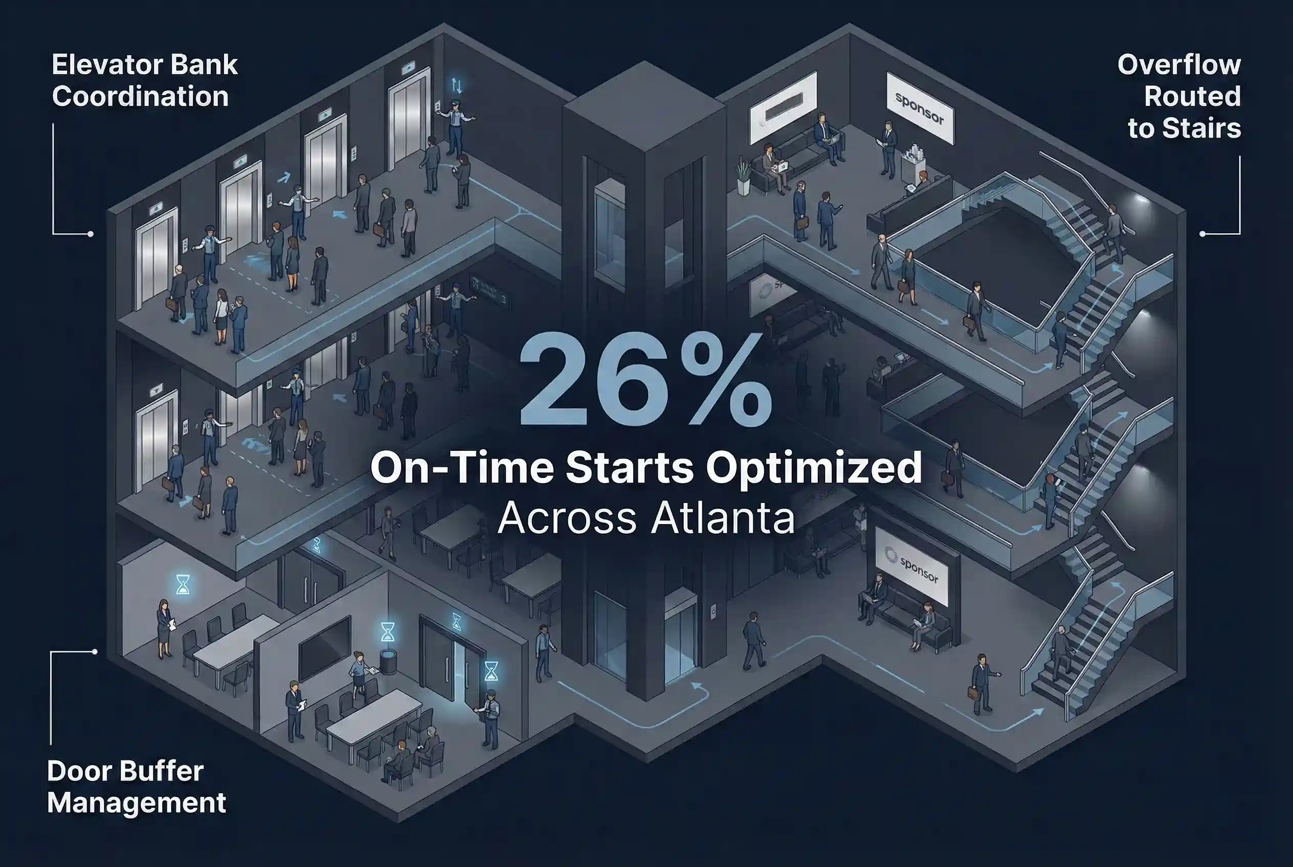 Infographic illustrating Denver event staffing attendance during weather-impacted event days.