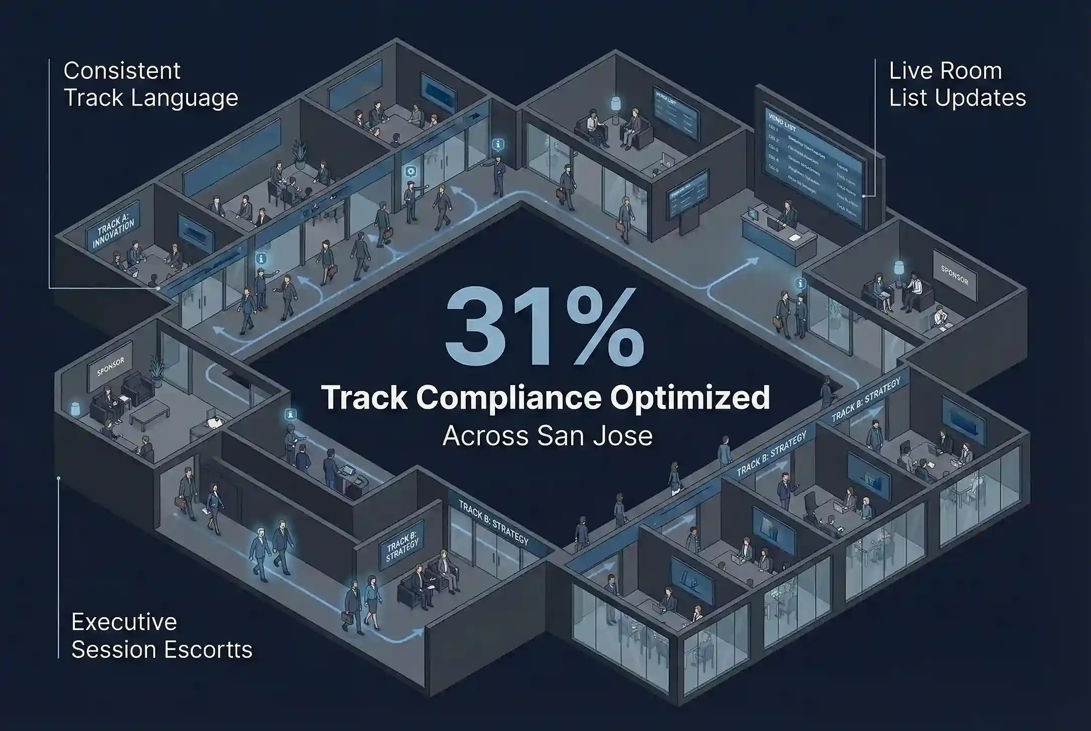 Infographic illustrating Denver event staffing attendance during weather-impacted event days.