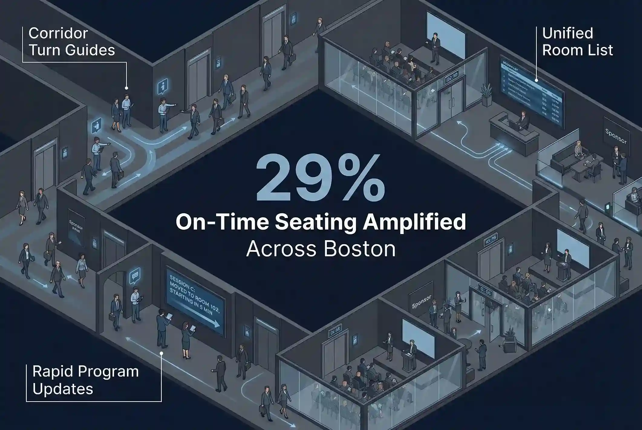 Infographic illustrating Denver event staffing attendance during weather-impacted event days.