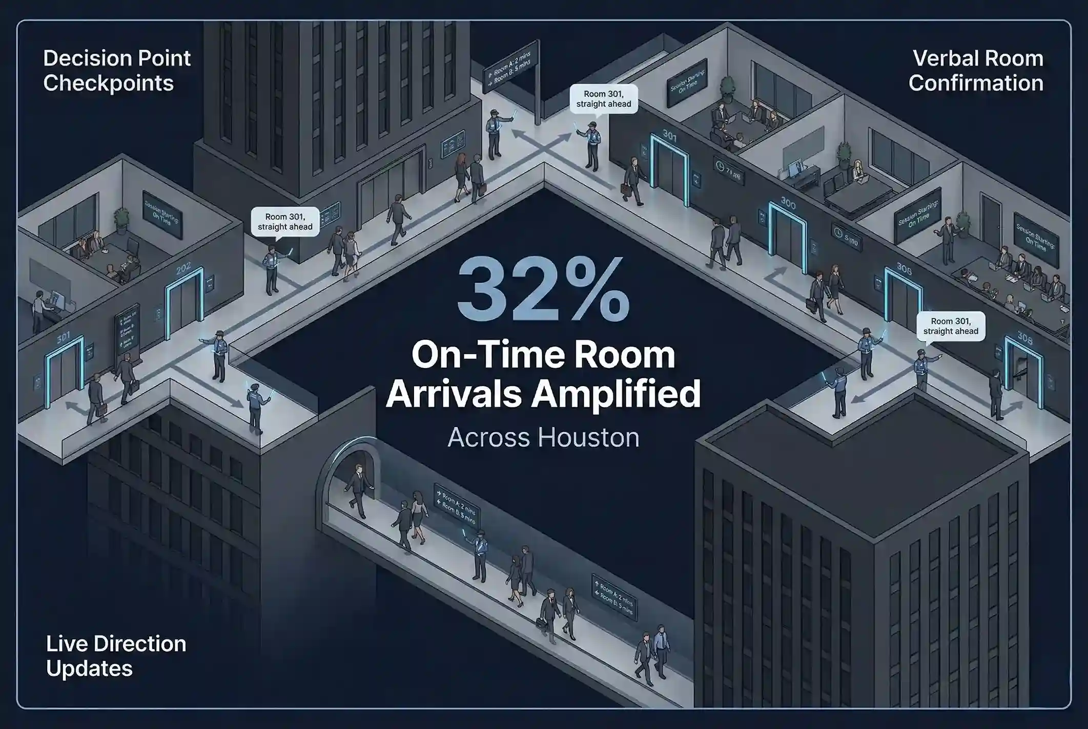 Infographic illustrating Denver event staffing attendance during weather-impacted event days.