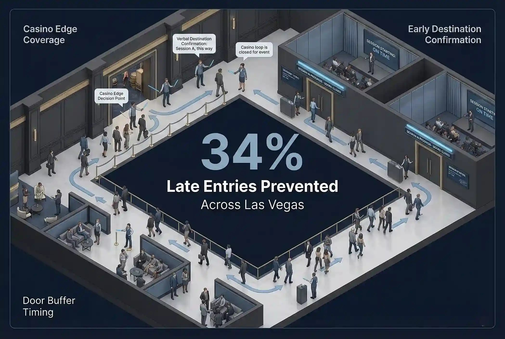 Infographic illustrating Denver event staffing attendance during weather-impacted event days.