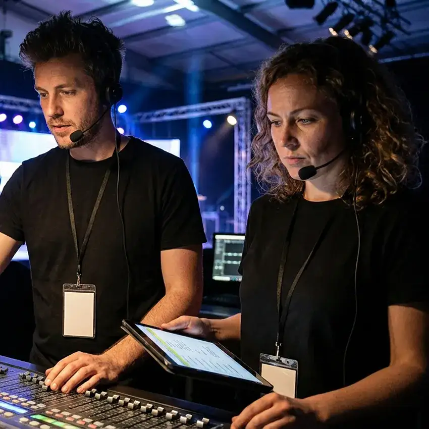 image of a music festival with vibrant colorful smoke