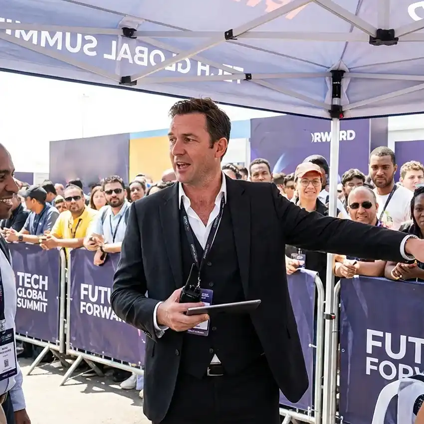 image of a music festival with vibrant colorful smoke