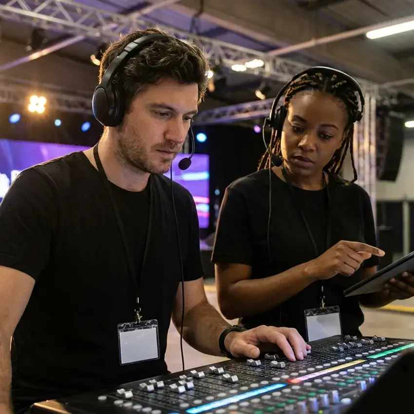 image of a music festival with vibrant colorful smoke