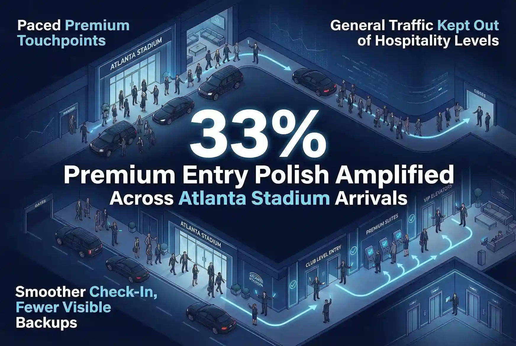 Infographic illustrating Denver event staffing attendance during weather-impacted event days.