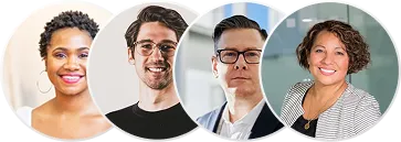 Diverse group of smiling professionals in headshot portraits