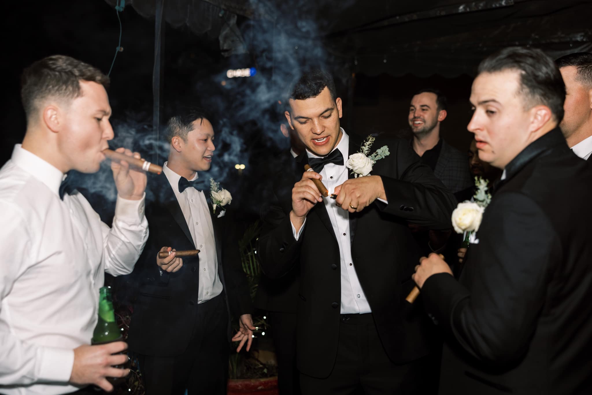 A groom and his friends celebrating the occasion.