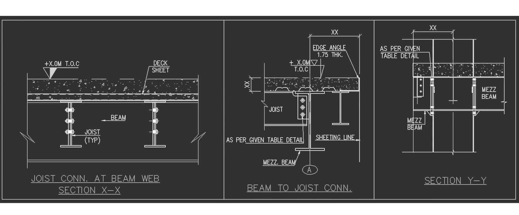 Deck frame for pre-engineered steel structure engineering
