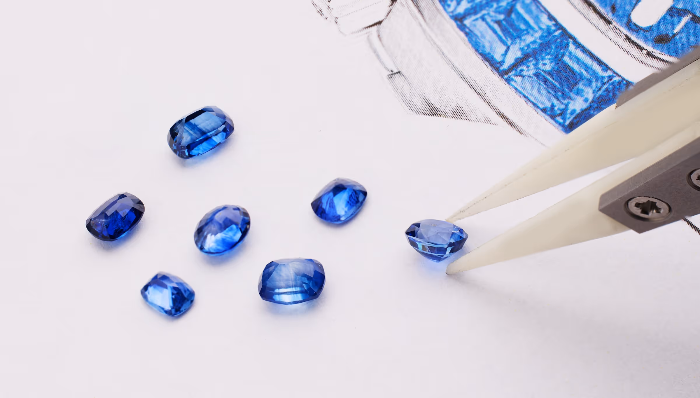 Détail saphir bleu sur la montre Musher