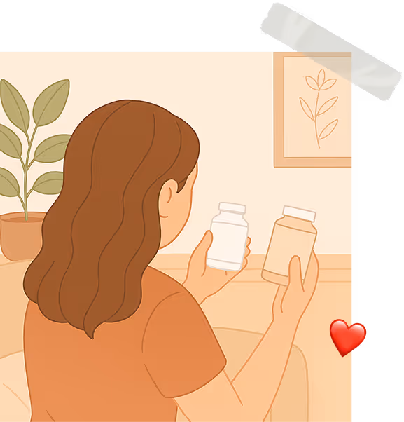 Illustration of a woman hovering between two different PCOS