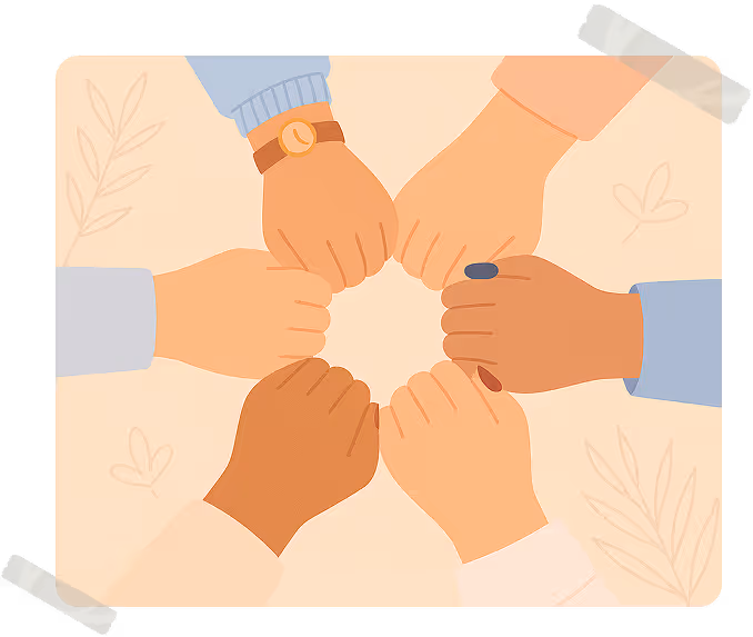 illustration of several women giving each other a thumbs up in support