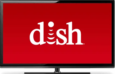 The dish logo on a red background.