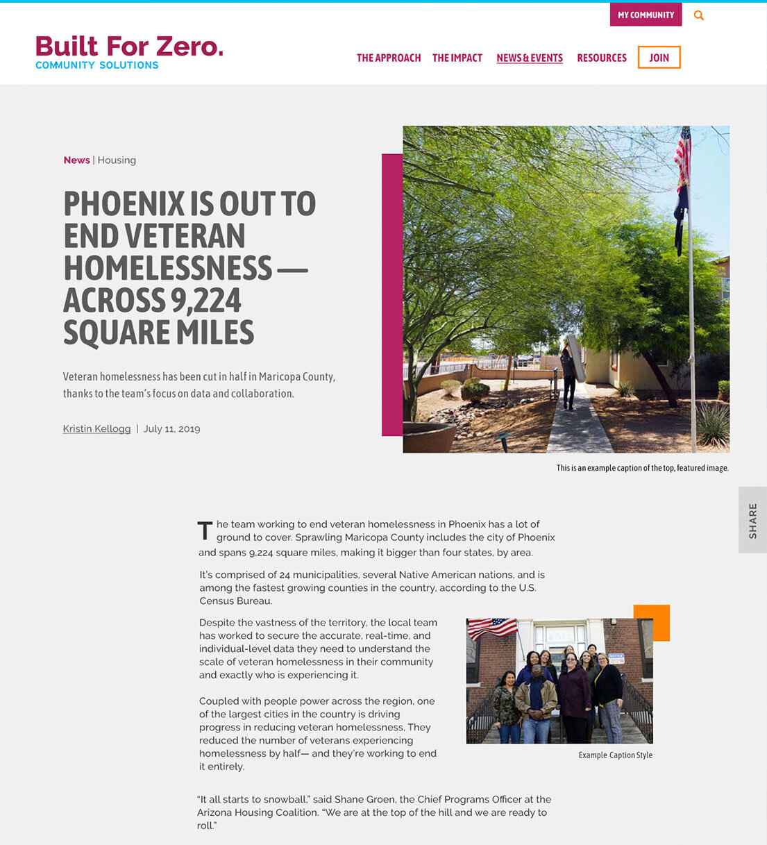 A community solutions landing page