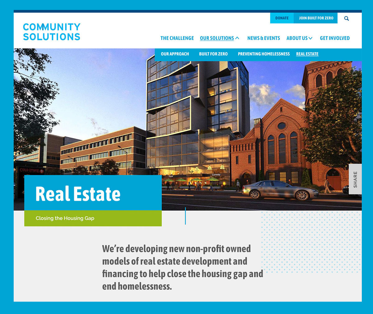 The community solutions real estate landing page