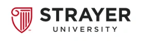 strayer university text logo red