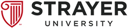 strayer university text logo red