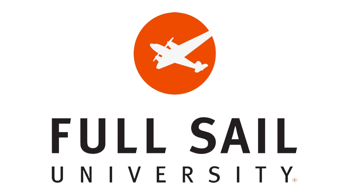 Full Sail University vertical logo black font orange image