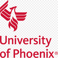 University of Phoenix logo orange text vertical block logo